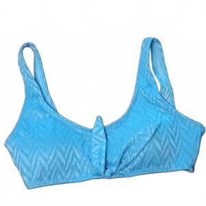 SALT COVE JUNIORS TIE-FRONT BRALETTE BI FEATHER JACQUARD TWILIGHT M